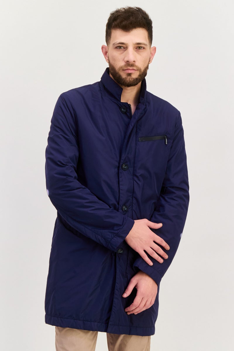 Trussardi Jeans Men Plain Windbreaker Jacket, Navy - Image 1