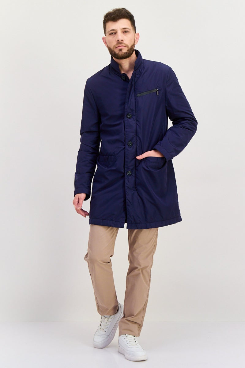 Trussardi Jeans Men Plain Windbreaker Jacket, Navy - Image 4