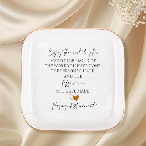 Teeglow Retirement Gift for Woman Ceramic Jewelry Dish Tray - Farewell Going Away Goodbye Gifts for Coworkers Leaving - Retirement Gift Jewelry Dish for Women Friends Retired Teachers Nurses - Image 4