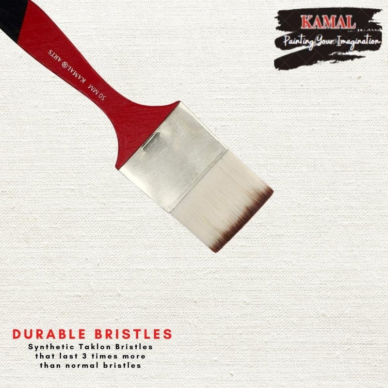 KAMAL FLAT (WASH) CHAPTA WHITE BROWN SYNTHETIC HAIR PAINTING BRUSHES ( TAKLON ) 50 MM - Image 2