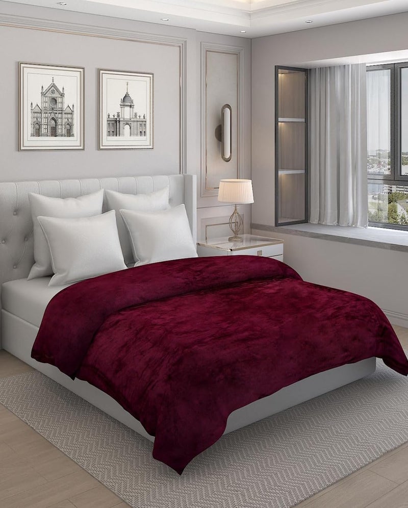 S&S Sands® Super Soft Double Bed Woollen Quilt Cover, 310TC Warm Duvet Cover, Woolen Duvet Cover/Rajai Cover/Blanket Cover/Quilt Cover King Size=90x100 Inches, Winter Blanket Cover (Maroon) - Image 1