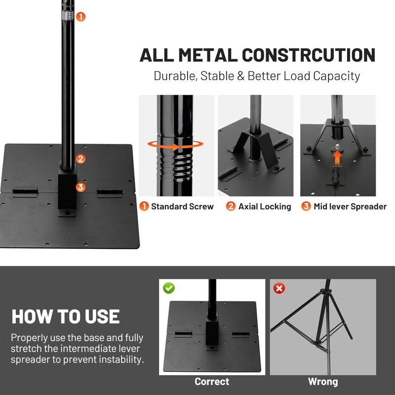 Toolterritary Heavy Duty Pipe and Drape Frame Kit 10x10ft Adjustable Height/Width Photography Background Support Poles All-Metal Construction Backdrop Stand for Party, Birthday, Wedding - Black - Image 5