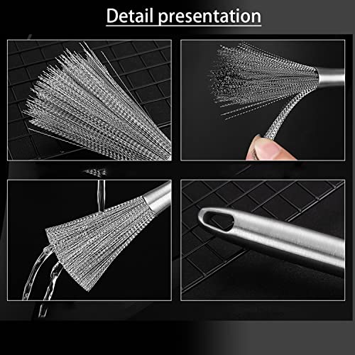 XDHLDULYK Cookware Scrubber Brush 304 Stainless Steel Material, Long-Handled Dishwashing Brush with Ergonomic Design, Kitchen Cleaning Brush, Dishwashing Scrubber for Pots Skillets Ovens Grills - Image 3