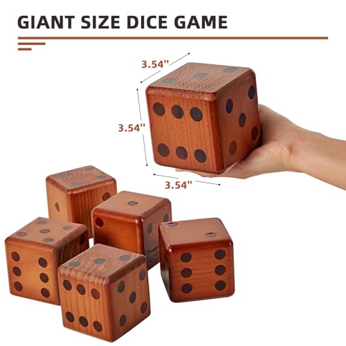 SpexDarxs 35 Giant Yard Dice Set Large Wooden Dices Game with Scoreboard Carrying Bag Indoor Outdoor Backyard Lawn Games for Adult and Family - Image 5