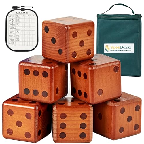 SpexDarxs 35 Giant Yard Dice Set Large Wooden Dices Game with Scoreboard Carrying Bag Indoor Outdoor Backyard Lawn Games for Adult and Family - Image 1