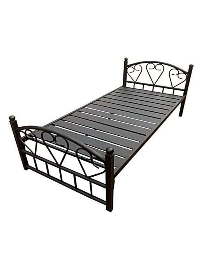كستم ديكو سرير فولاذي مفرد مع مرتبة | هيكل سرير معدني متين أسود | 90×190 سم مع مرتبة 10 سم - Image 3