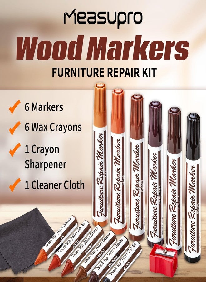 MeasuPro Wood Scratch Repair Kit Markers - Set of 13 - Scratch & Stain Markers, Furniture Repair Pens for Touch-Up on Wood Furniture, Tables, Desks, Bedposts - Carpenter's Essential Toolkit - Image 2