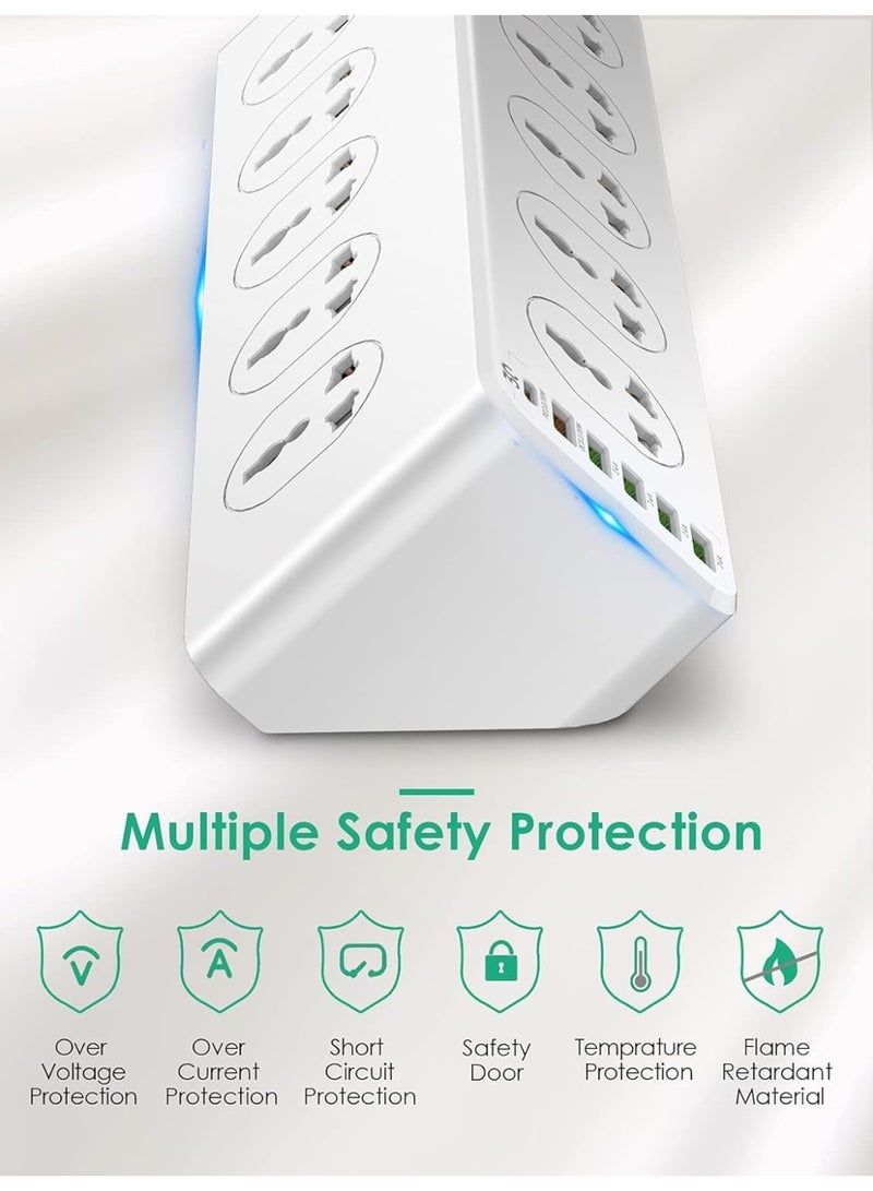 Relex 10 Way Power Extension Cord Surge Protector Strip Heavy Duty Universal Electrical Socket 5x USB-A 1x USB-C PD 30W Total 3M Cable 3M)  - Image 5