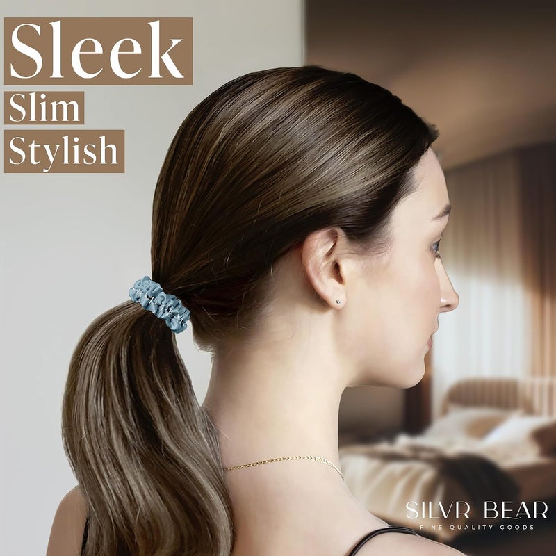 Silvr Bear Luxury Satin Scrunchies, No Damage Small Hair Ties for Thin Hair, Softer than Silk Ponytail Holders for Women, Girls, Men, 6 Pack Pastel Shades - Image 4