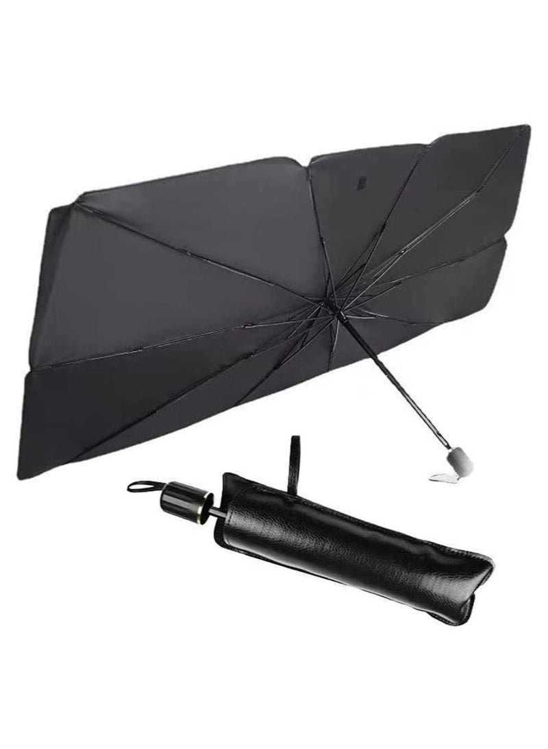 Foldable Car Windshield Sun Shade Umbrella with Rotatable Handle, UV Protection & Heat Blocker, Automotive Sunshade with Storage Pouch to Keep Vehicle Cooler - Image 2