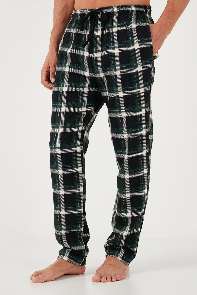 بوراتي Cotton Regular Fit Plaid Elastic Waist Pajama Bottoms Men's Pajama Bottoms 611PT00154