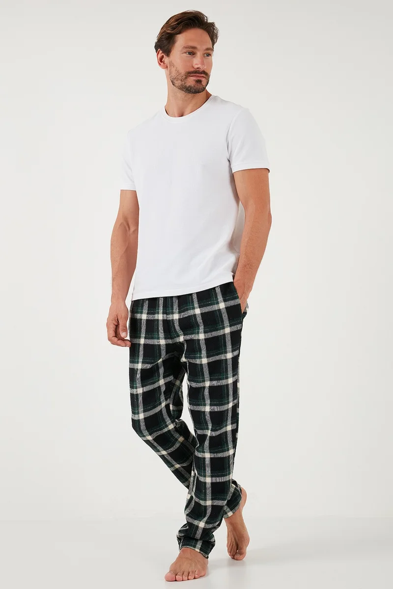 بوراتي Cotton Regular Fit Plaid Elastic Waist Pajama Bottoms Men's Pajama Bottoms 611PT00154