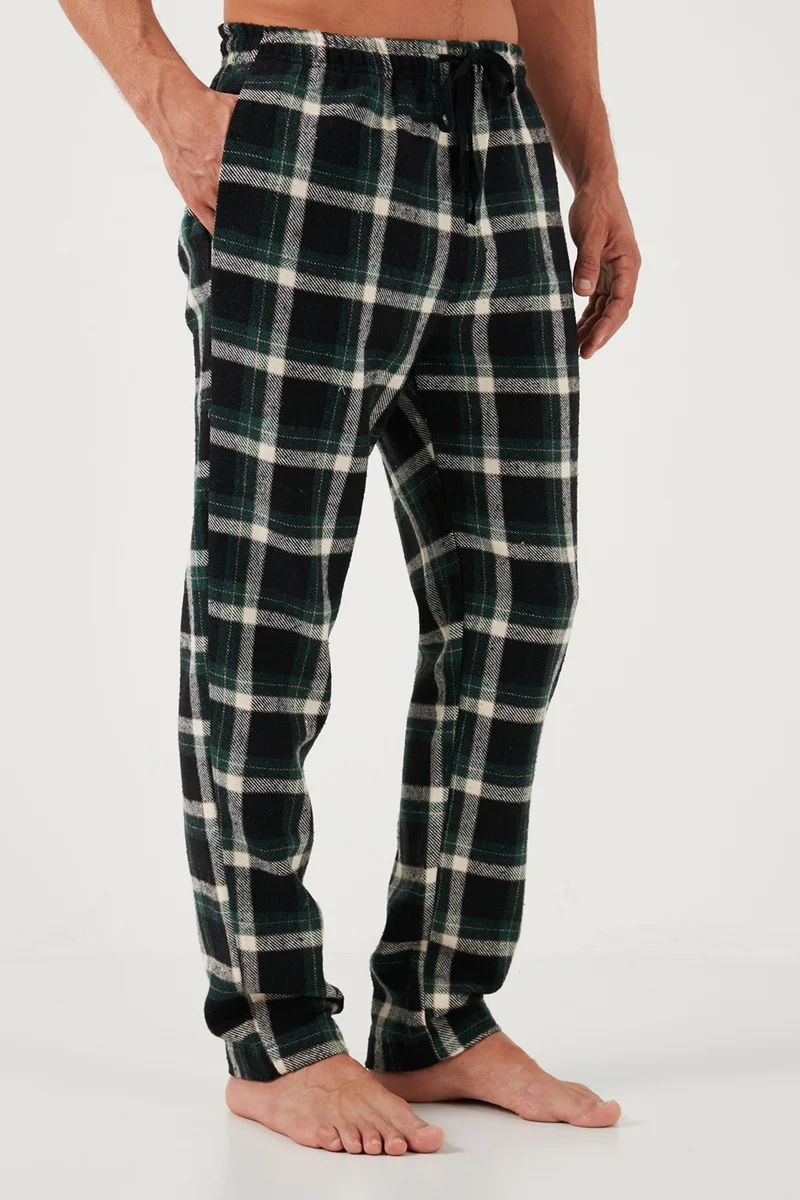 بوراتي Cotton Regular Fit Plaid Elastic Waist Pajama Bottoms Men's Pajama Bottoms 611PT00154