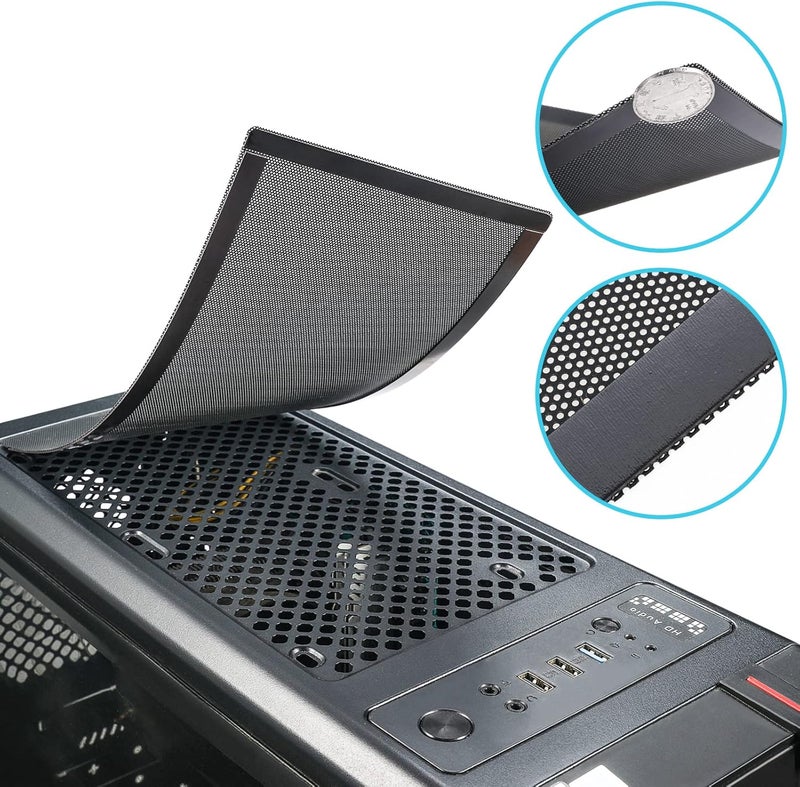 YSSHUI 280mm x 140mm Computer Case Fan Dust Filter PC Mesh Filter Cover Grills with Magnetic Frame, Black Color (2 Pcs) - Image 3