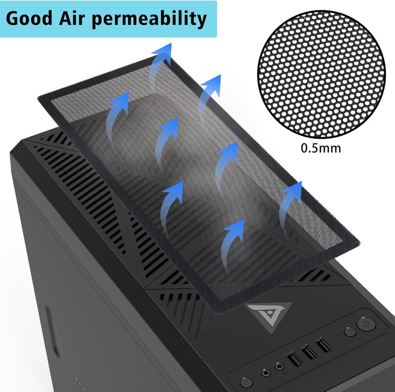 YSSHUI 280mm x 140mm Computer Case Fan Dust Filter PC Mesh Filter Cover Grills with Magnetic Frame, Black Color (2 Pcs) - Image 4
