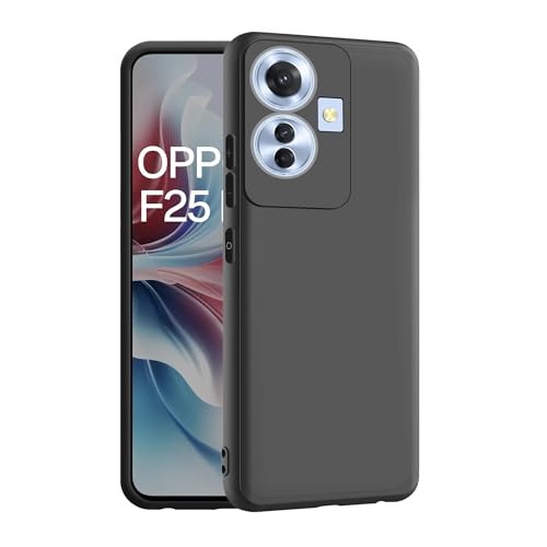 CEDO Back Cover for Oppo F25 Pro (5G) | Camera Bump Protection & Inner Velvet Fabric Lining | Ultra Slim Matte Soft Rubberised Case Cover (Black) - Image 1