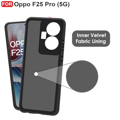 CEDO Back Cover for Oppo F25 Pro (5G) | Camera Bump Protection & Inner Velvet Fabric Lining | Ultra Slim Matte Soft Rubberised Case Cover (Black) - Image 4
