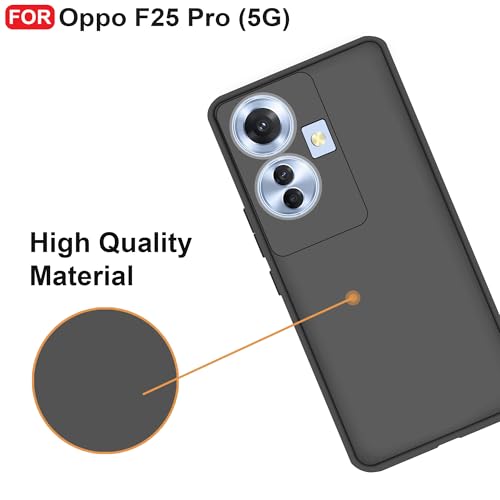 CEDO Back Cover for Oppo F25 Pro (5G) | Camera Bump Protection & Inner Velvet Fabric Lining | Ultra Slim Matte Soft Rubberised Case Cover (Black) - Image 5