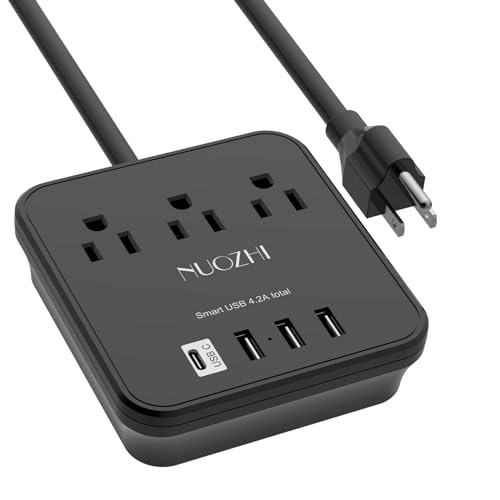 NUOZHI Cruise Essentials,6 Ft Power Strip with 3 Outlets and 4 USB Ports(1 USB C), Non Surge Protector for Cruise Ship, Travel, Home Office, ETL Listed, Black - Image 1