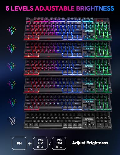 CHONCHOW Wireless Gaming Keyboard, Rechargeable 104 Key Rainbow LED Light Up Keyboard for PC PS4 PS5 Xbox One Laptop, Teclado inalmbrico, Black (Wireless) - Image 4