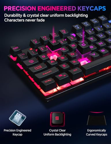 CHONCHOW Wireless Gaming Keyboard, Rechargeable 104 Key Rainbow LED Light Up Keyboard for PC PS4 PS5 Xbox One Laptop, Teclado inalmbrico, Black (Wireless) - Image 5