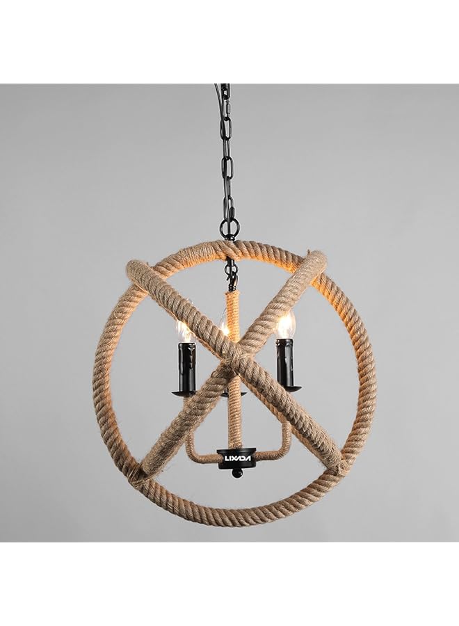 إيروريكس ثريا على شكل كرة حبلية من 3 أذرع E14 Ac110 على شكل سقف، ثريا على طراز ريفي عتيق، مناسبة لإضاءة قاعة الطعام والمطعم والمقهى - Image 5