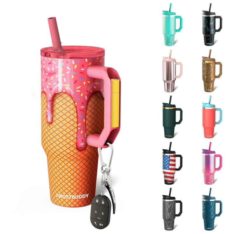 Frost Buddy Thicc Buddy - 40 oz Stainless Steel Vacuum Insulated Tumbler with Lid and Straw for Water - Travel Mug Cupholder Friendly - Gifts for Women Men Him Her (Ice Cream) - Image 1
