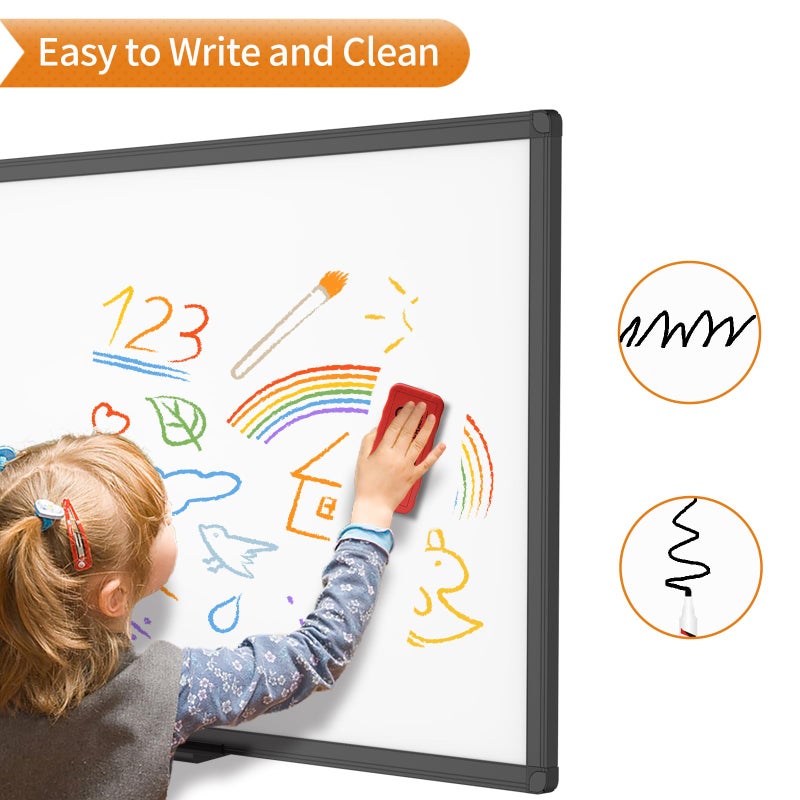 VIZ-PRO Magnetic Dry Erase White Board, 60 X 40 Inches, Black Aluminium Frame - Image 5