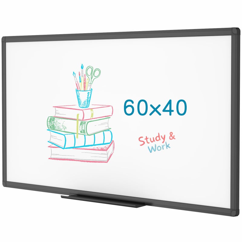 VIZ-PRO Magnetic Dry Erase White Board, 60 X 40 Inches, Black Aluminium Frame - Image 1