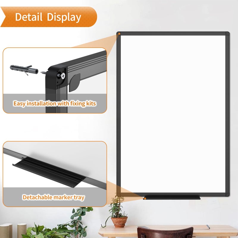 VIZ-PRO Magnetic Dry Erase White Board, 60 X 40 Inches, Black Aluminium Frame - Image 4