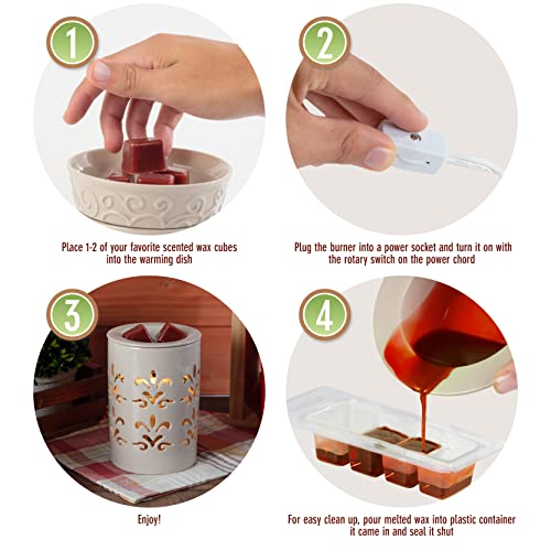 DECO D'Eco Fragrance Wax Melt Warmer - Electric Scented Tart, Oil & Candle Warmer w 6 Cinnamon Wax Cubes -Plug-in Halogen Bulb Melts Cubes Filling Room w Fresh Scents- Great Mother's Day & Wedding Gift - Image 3