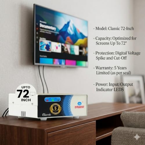 Everest ECC 100-N LED New Model Metal Body Voltage Stabilizer Used up to 72 Inches LED/Smart TV,Home Theater, Set Top Box, Blu-Ray Player (Working Range : 90 V to 290 V),White - Image 3