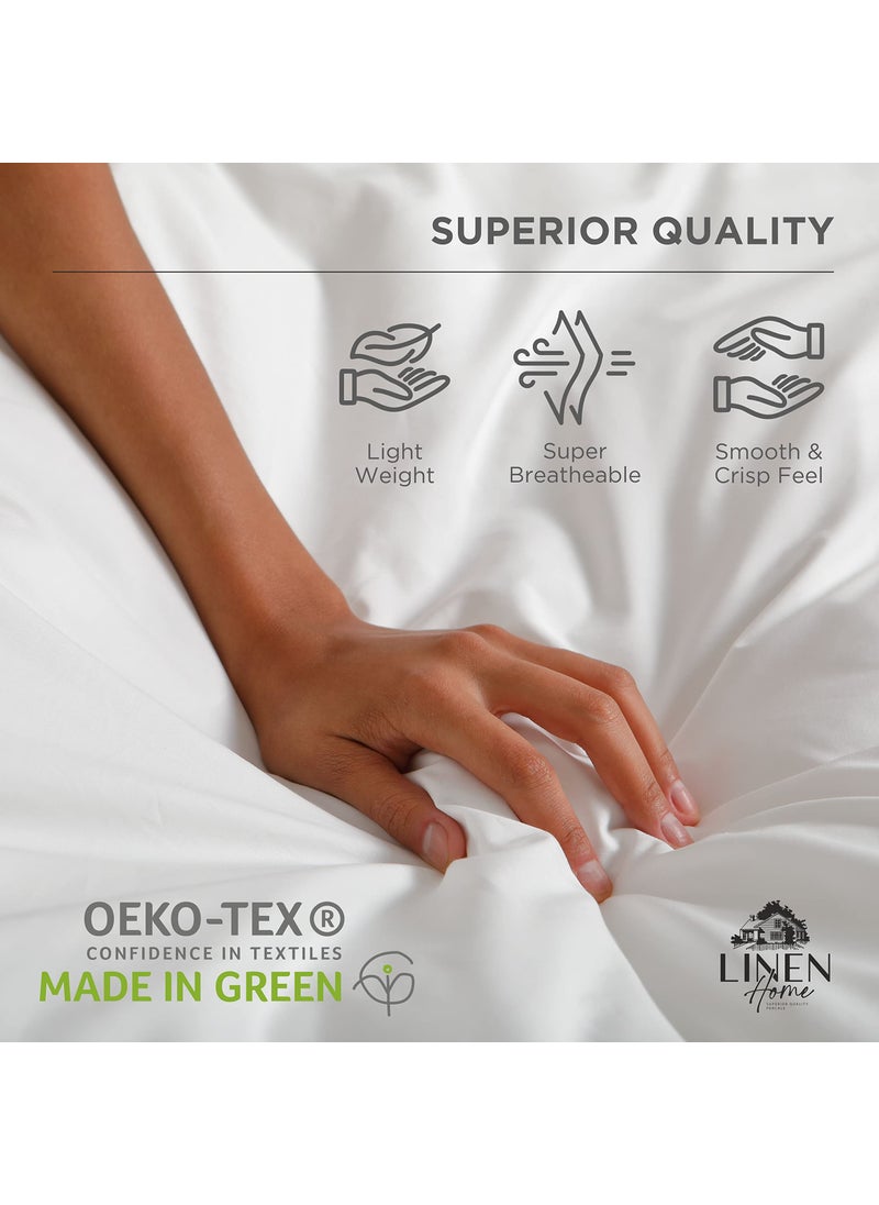 Linen Home 100% Cotton Percale Fitted Sheet King Size  White  1 Deep Pocket Fitted Sheet  Crisp and Cool Strong Bed Linen  78""X80""+15""  - Image 5