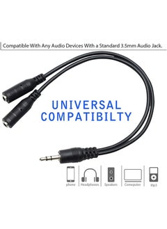 Taimi Pack Of 2 Jack 1 Male to 2 Female Stereo Headphone Earphone Jack Y Splitter Audio Adapter Cable Black 3.5mm  - Image 2