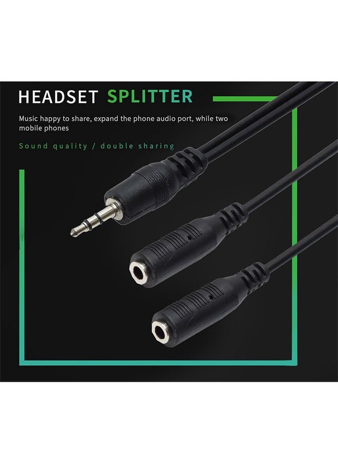 Taimi Pack Of 2 Jack 1 Male to 2 Female Stereo Headphone Earphone Jack Y Splitter Audio Adapter Cable Black 3.5mm  - Image 5