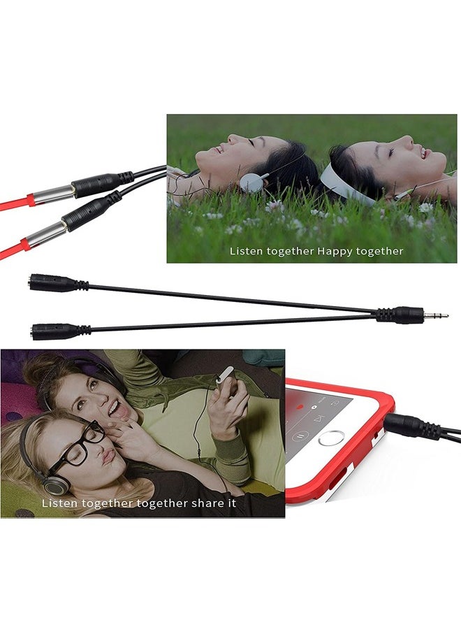 Taimi Pack Of 2 Jack 1 Male to 2 Female Stereo Headphone Earphone Jack Y Splitter Audio Adapter Cable Black 3.5mm  - Image 3