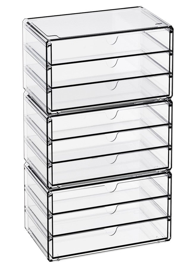 Yieach 11.1 Inch Long Clear Drawer Organizers Stackable,3 Pack Small Acrylic Drawers,School,Office Supplies Organizer And Storage Bins for Stationery,Marker,Pen,Pencil,Craft Desktop Storage Drawers - Image 1