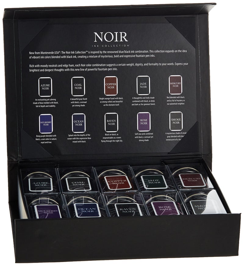 MONTEVERDE Noir Ink Collection Gift Set Fountain Pen Ink Bottles MV12374