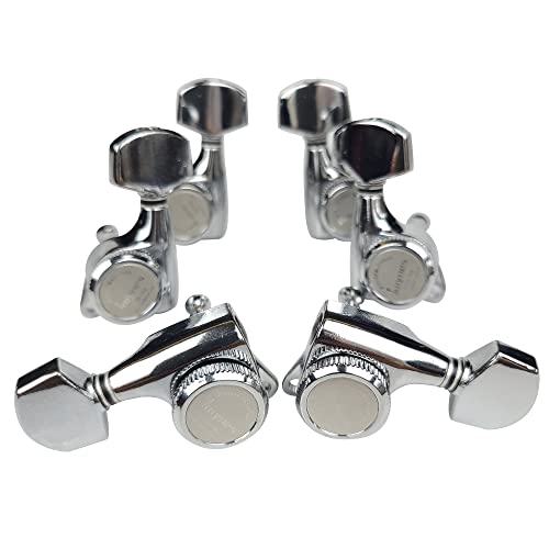 Kaynes Guitar Locking Tuners – 18:1 Chrome Silver Lock String Tuning Keys Pegs Machine Heads Tuners for Strat Tele Lespaul LP SG most Electric or Acoustic Guitars (3R 3L, Chrome) - Image 1