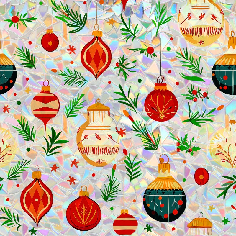 SOMWISE Christmas Vacation Decorations Holiday Decorative Snowflake Window Clings Sticker Privacy Film Glass for Bathroom Kitchen Cabinet Door Decor Rainbow Renter Friendly,17.5 * 78.5,Christmas Tree - Image 1
