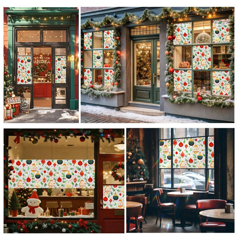 SOMWISE Christmas Vacation Decorations Holiday Decorative Snowflake Window Clings Sticker Privacy Film Glass for Bathroom Kitchen Cabinet Door Decor Rainbow Renter Friendly,17.5 * 78.5,Christmas Tree - Image 4