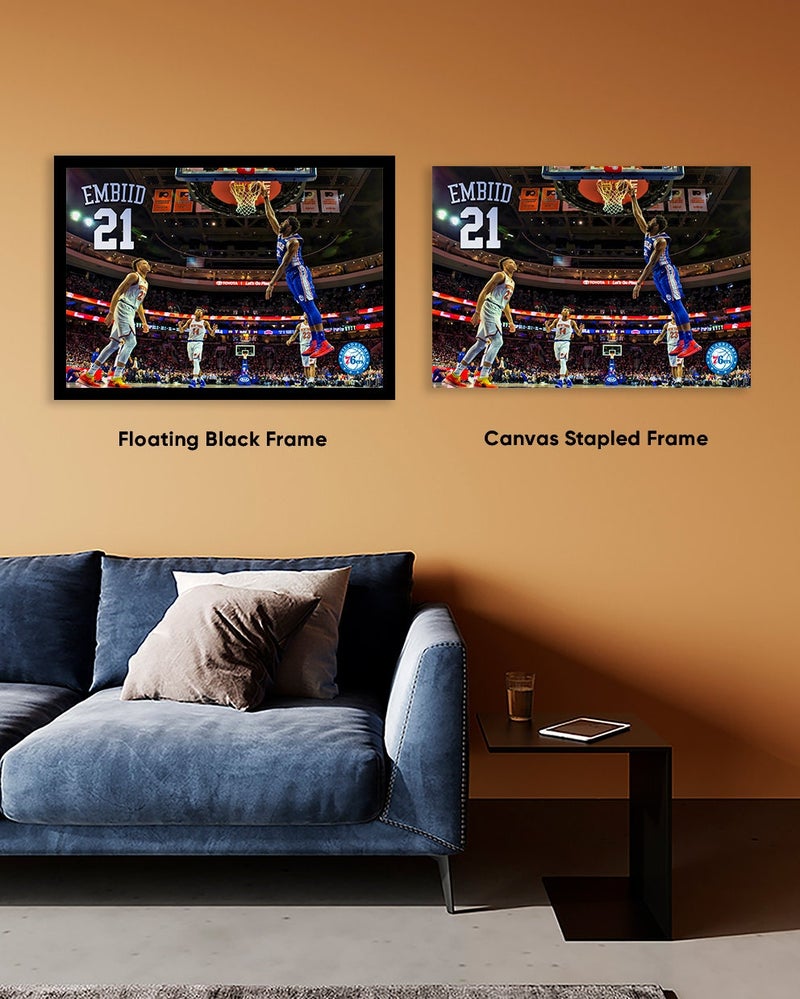 TNESSENTIAL Joel Embiid Wall Art Philadelphia 76ers Framed Canvas Print Basketball Wall Art Print NBA Artwork Home Decor C251 Birthday Gift - Image 4