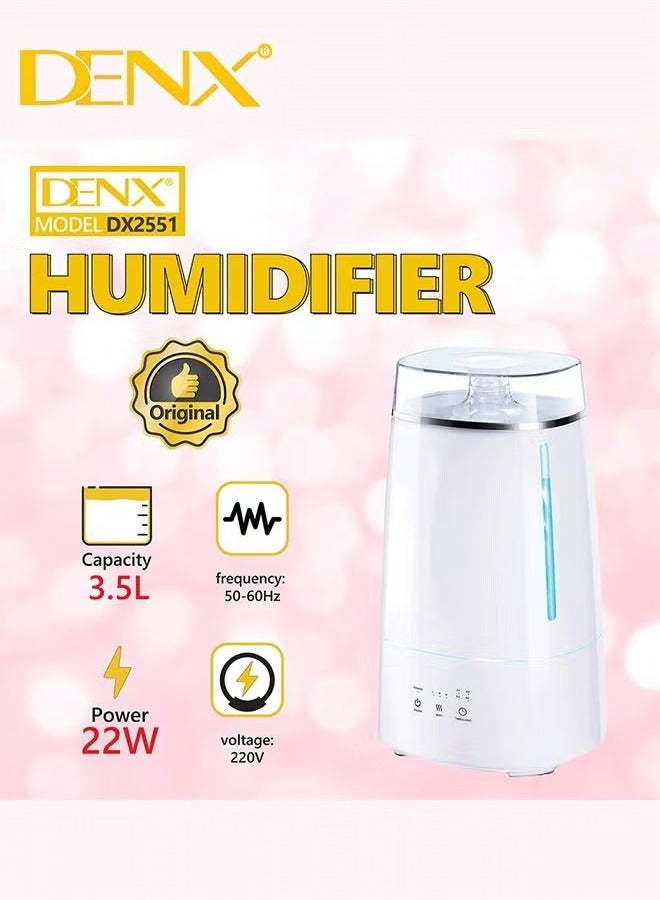 Denx The air diffuser has a power of 22 watts and a capacity of 3.5 liters to humidify and purify the air