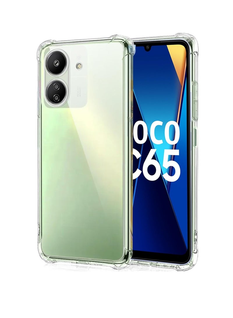 Techie حافظة زوايا TPU لهاتف Xiaomi Poco C65 مع حماية عدسة الكاميرا غلاف خلفي شفاف - Image 1