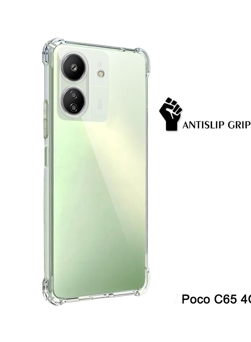 Techie حافظة زوايا TPU لهاتف Xiaomi Poco C65 مع حماية عدسة الكاميرا غلاف خلفي شفاف - Image 2