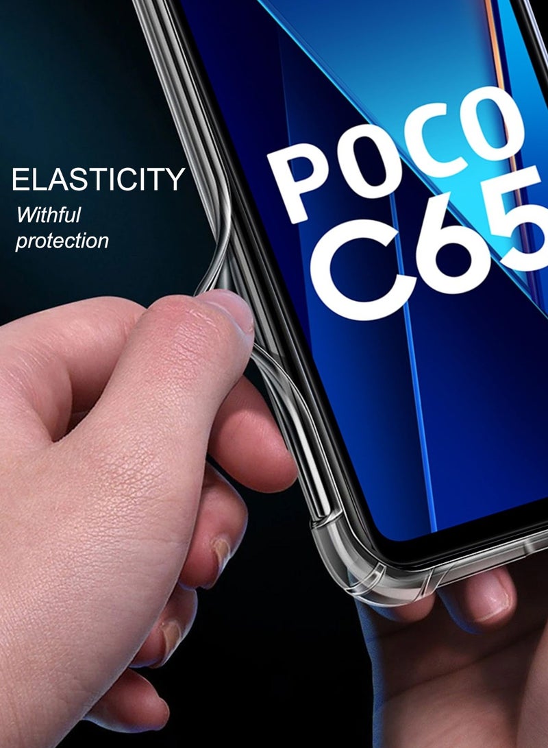 Techie حافظة زوايا TPU لهاتف Xiaomi Poco C65 مع حماية عدسة الكاميرا غلاف خلفي شفاف - Image 5