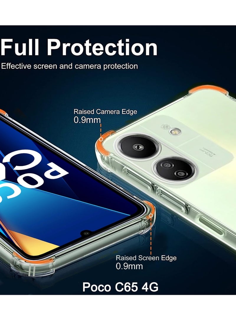 Techie حافظة زوايا TPU لهاتف Xiaomi Poco C65 مع حماية عدسة الكاميرا غلاف خلفي شفاف - Image 4