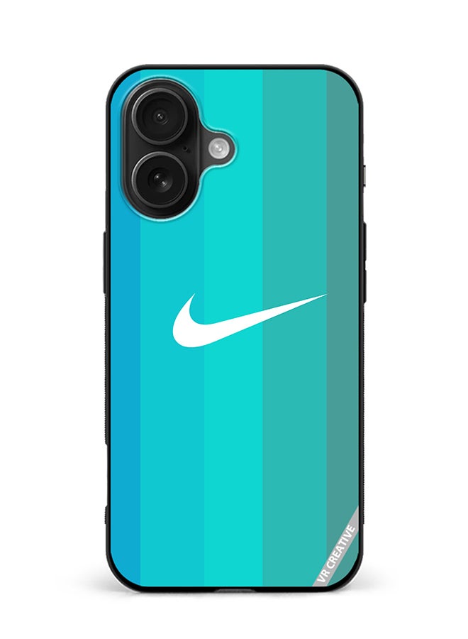 VR CREATIVE Protective Case Cover For Apple iPhone 16 Nike Logo Turquois Design Multicolour