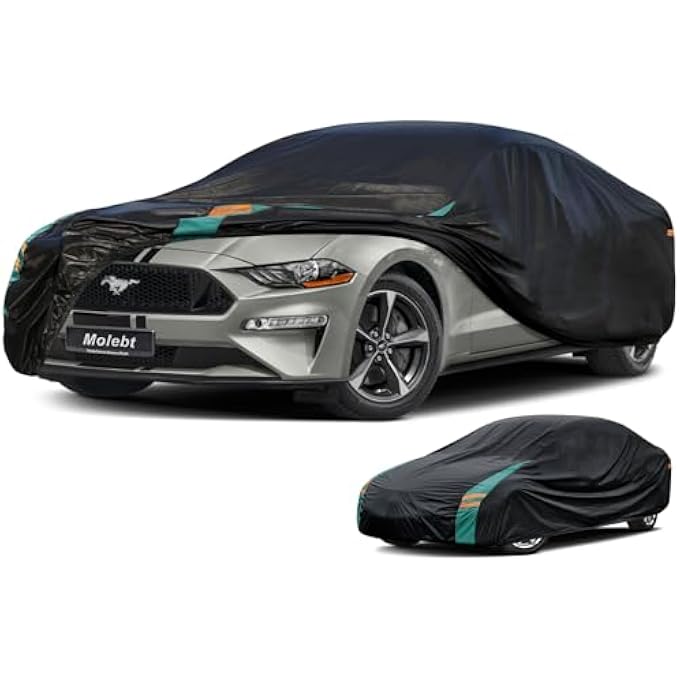 Molebt Ford Mustang Car Cover Waterproof All Weather for Automobiles, Indoor Outdoor Full Exterior Covers Fit 2017-2023 Ford Mustang, Sun Rain Dust UV Protection. - Image 1