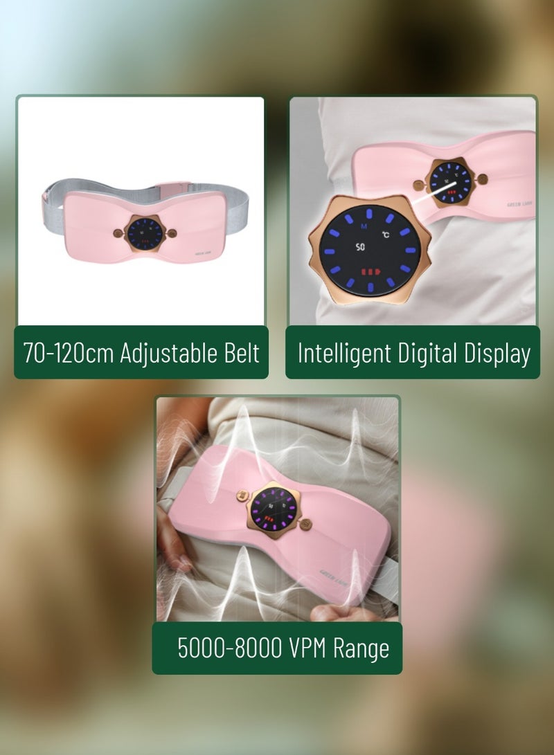 GREEN LION Flora Heat Menstrual Heating Pad / Heating Massager for Period Cramps & Pain / Fast Heat Up in 3-Seconds with 4 Heating and Vibration Modes / Portable Heating Belt for Menstrual Colic Relief - Pink - Image 2